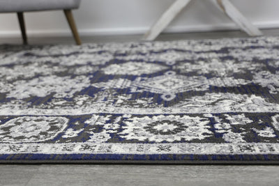 Delilah Traditional Navy Grey Rug Brand Ventures