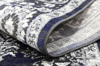 Delilah Traditional Navy Grey Rug Brand Ventures