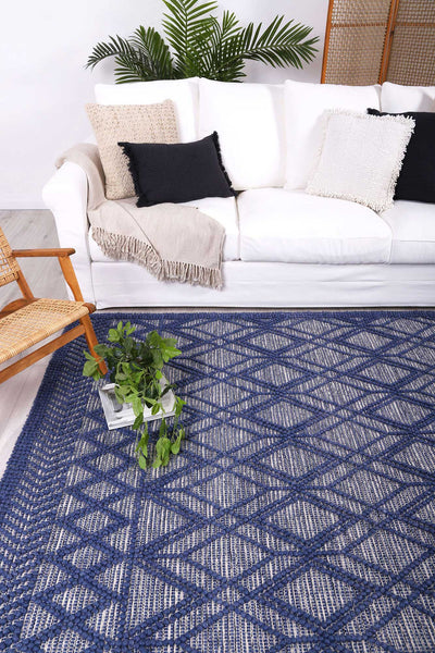 Himadri Trellis Blue Contemporary Wool Blend Rug Brand Ventures | Treasures of Turkey