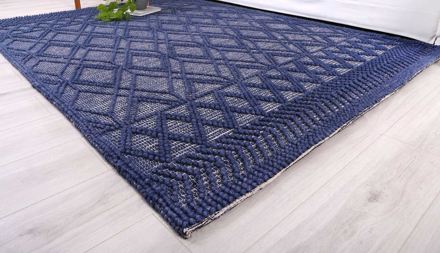 Himadri Trellis Blue Contemporary Wool Blend Rug Brand Ventures | Treasures of Turkey