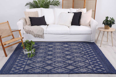 Himadri Trellis Blue Contemporary Wool Blend Rug Brand Ventures | Treasures of Turkey