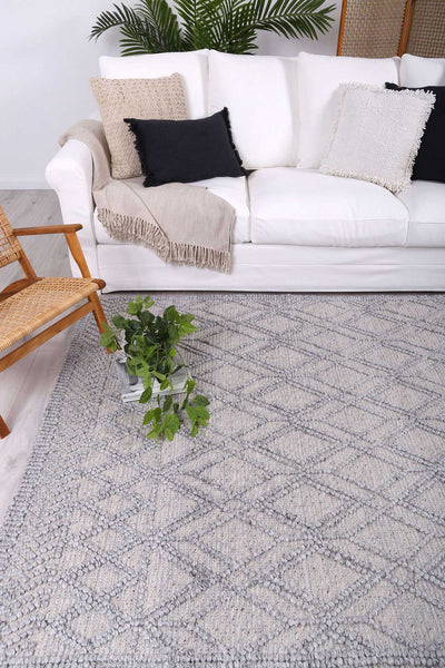 Himadri Trellis Grey Contemporary Wool Blend Rug Brand Ventures