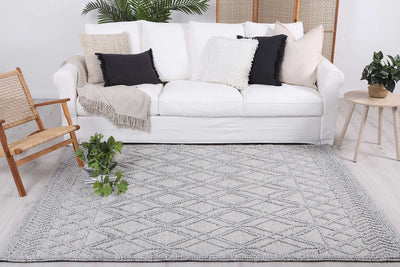 Himadri Trellis Grey Contemporary Wool Blend Rug Brand Ventures