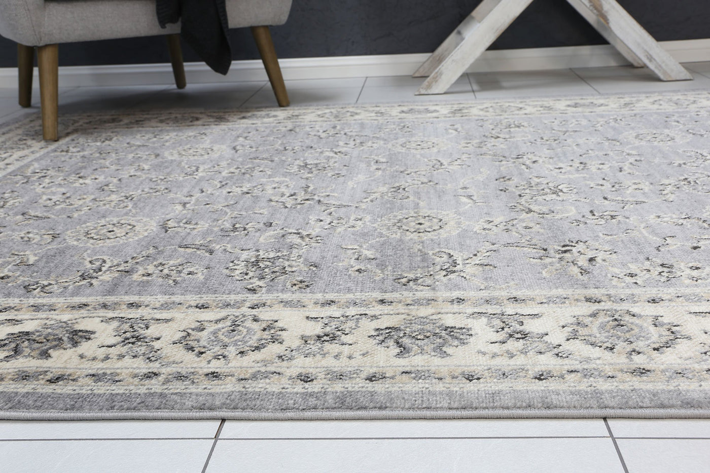 Delilah Grey Cream Border Rug Brand Ventures
