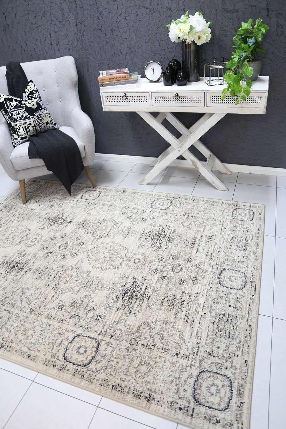 Delilah Cream Grey Contemporary Rug Brand Ventures