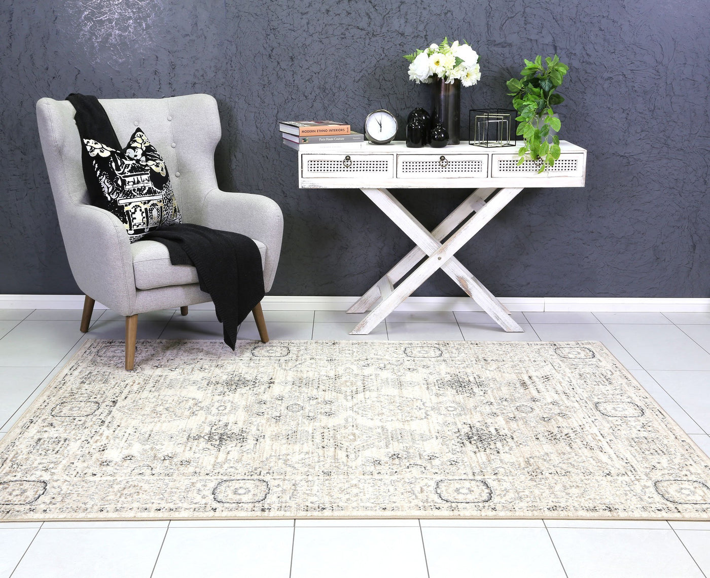 Delilah Cream Grey Contemporary Rug Brand Ventures
