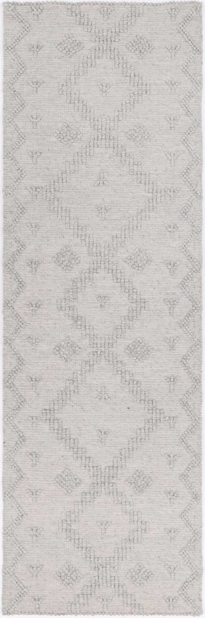 Anjuna Aztec Wool Blend Grey Rug (No Tassel).