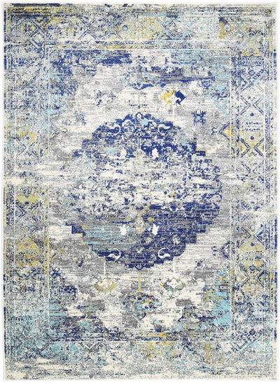 Crete Faded Blue and Yellow Rug Brand Ventures