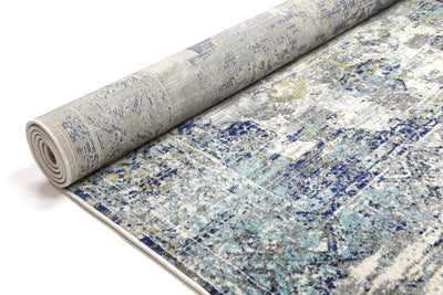 Crete Faded Blue and Yellow Rug Brand Ventures