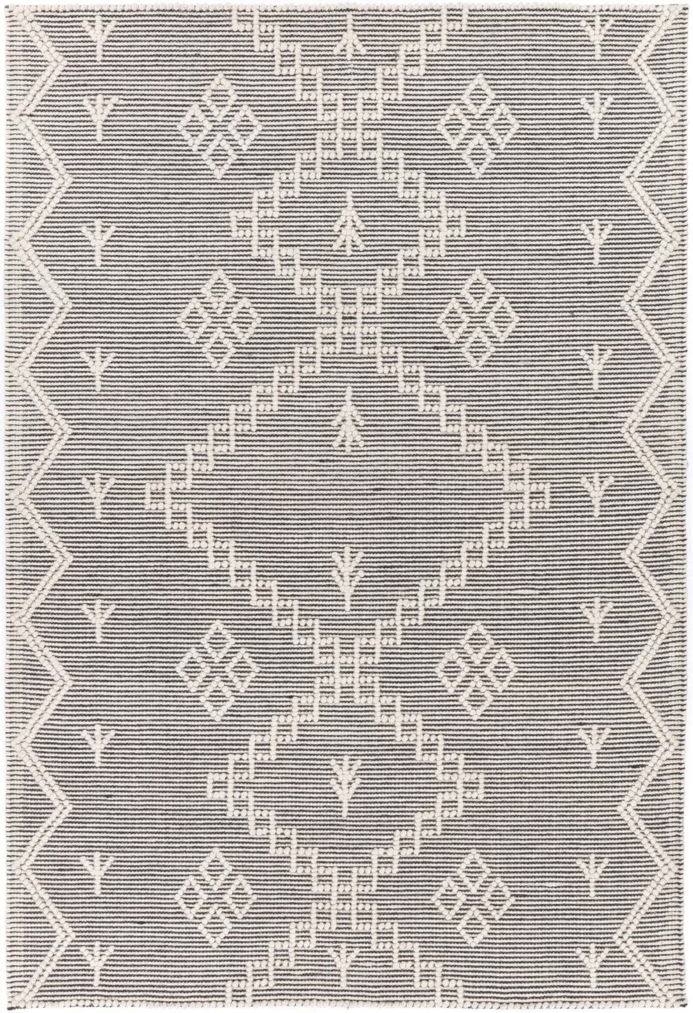 Anjuna Aztec Wool Blend Cream Rug (No Tassel) | Treasures Of Turkey