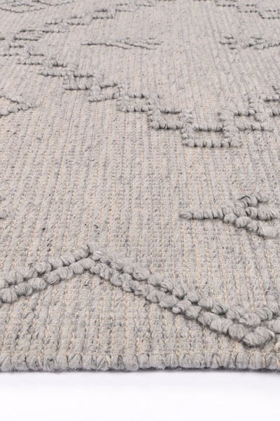 Anjuna Aztec Wool Blend Grey Rug (No Tassel).