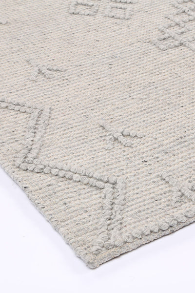 Anjuna Aztec Wool Blend Grey Rug (No Tassel).