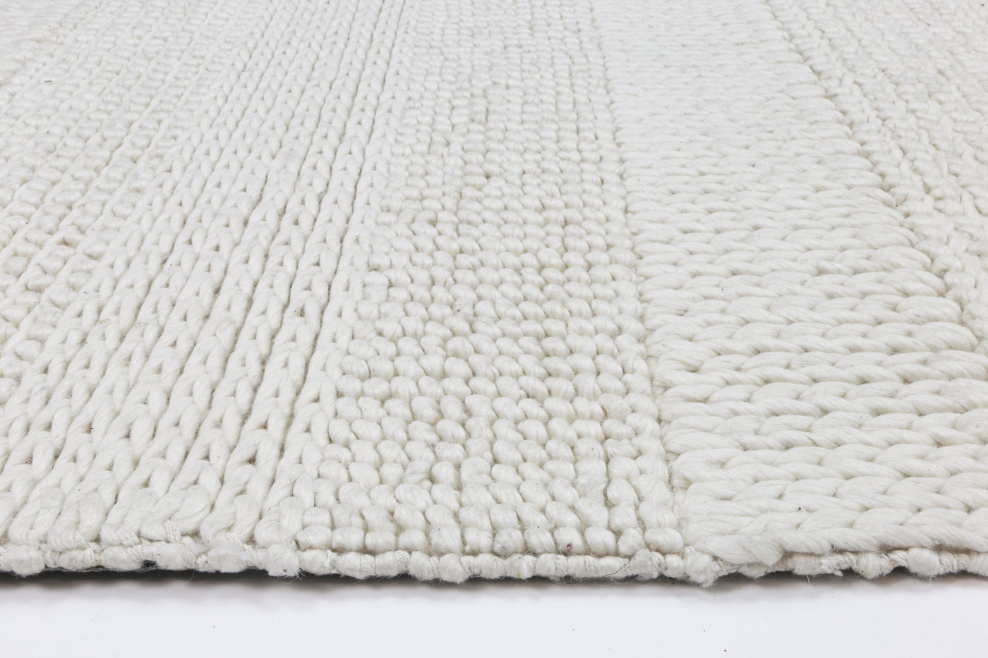 Handmade Zara White Wool Rug.