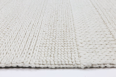 Handmade Zara White Wool Rug.