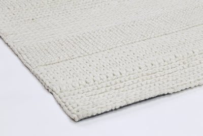 Handmade Zara White Wool Rug.