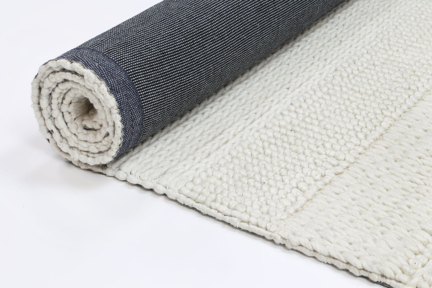 Handmade Zara White Wool Rug.