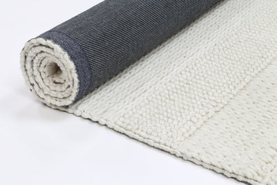 Handmade Zara White Wool Rug.