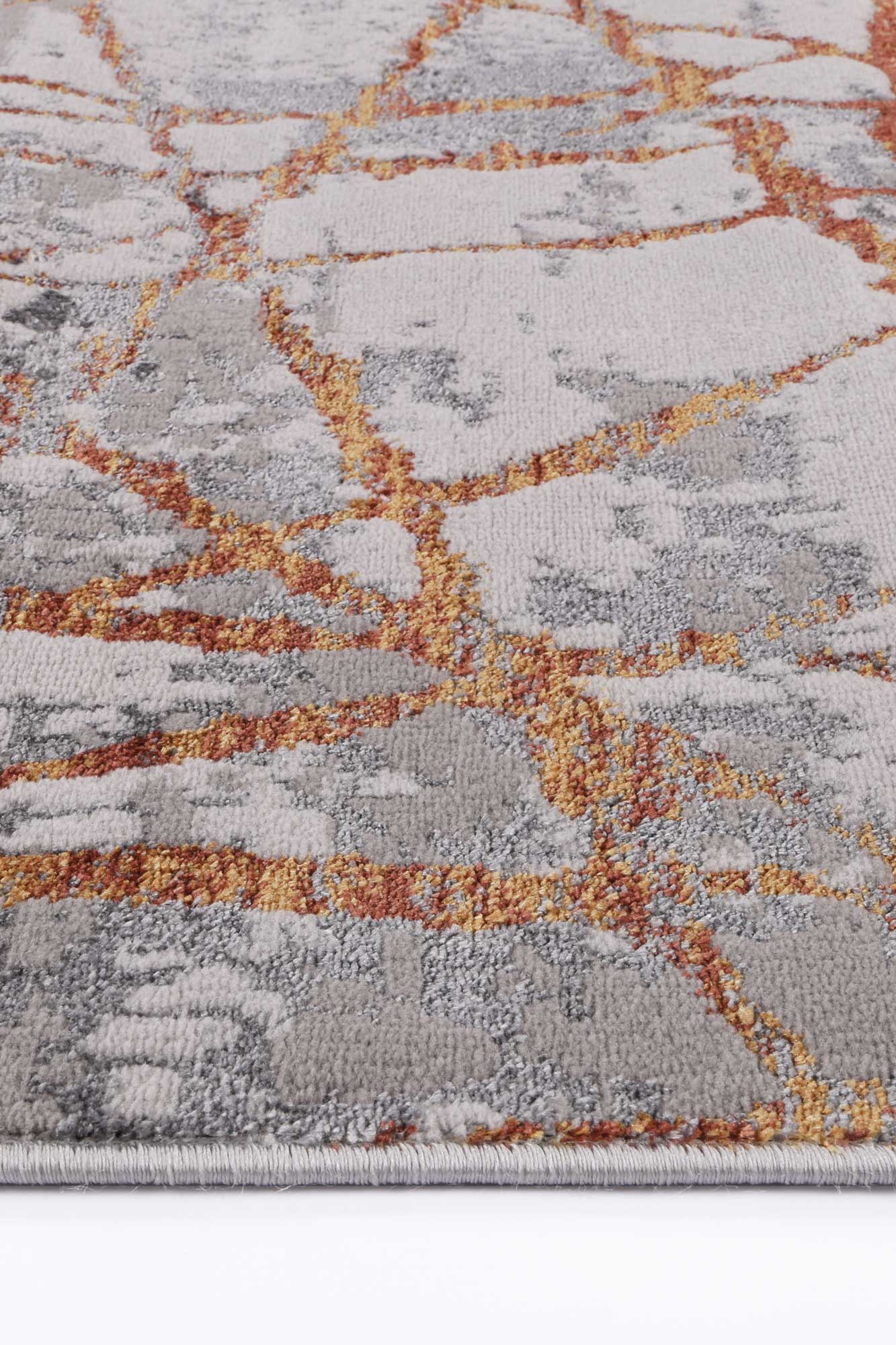 Malo James Grey & Orange Geometric Rug.