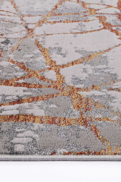 Malo James Grey & Orange Geometric Rug.
