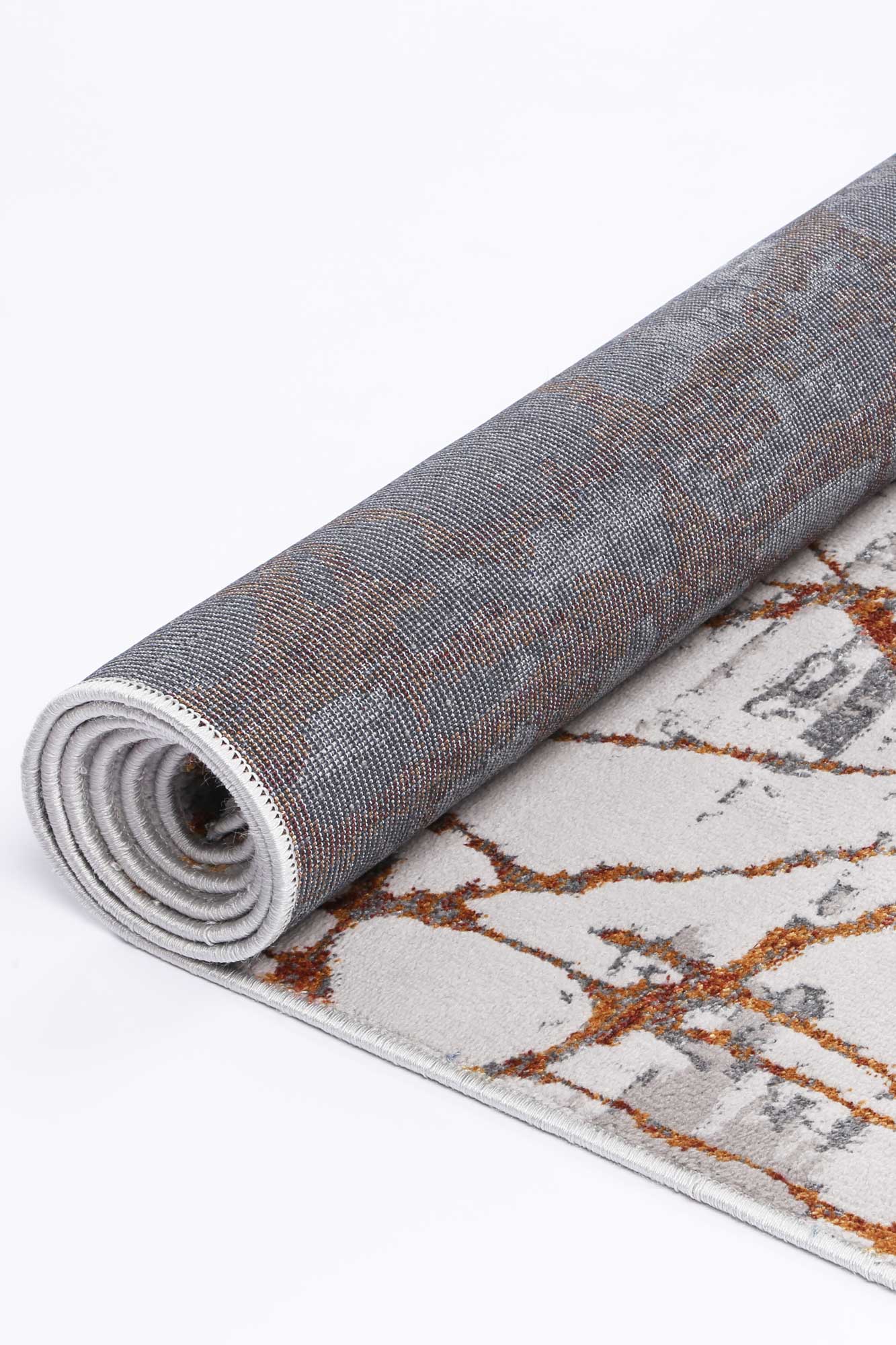 Malo James Grey & Orange Geometric Rug.