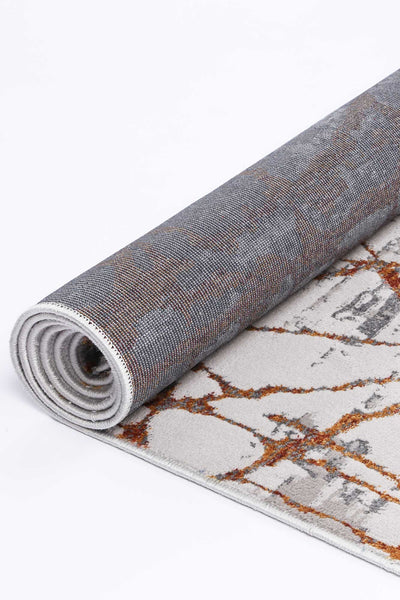 Malo James Grey & Orange Geometric Rug.