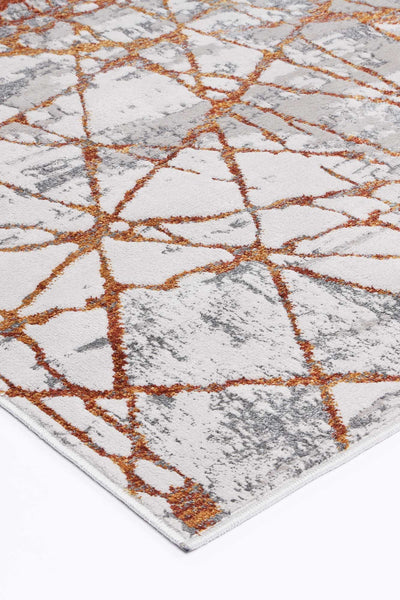 Malo James Grey & Orange Geometric Rug.