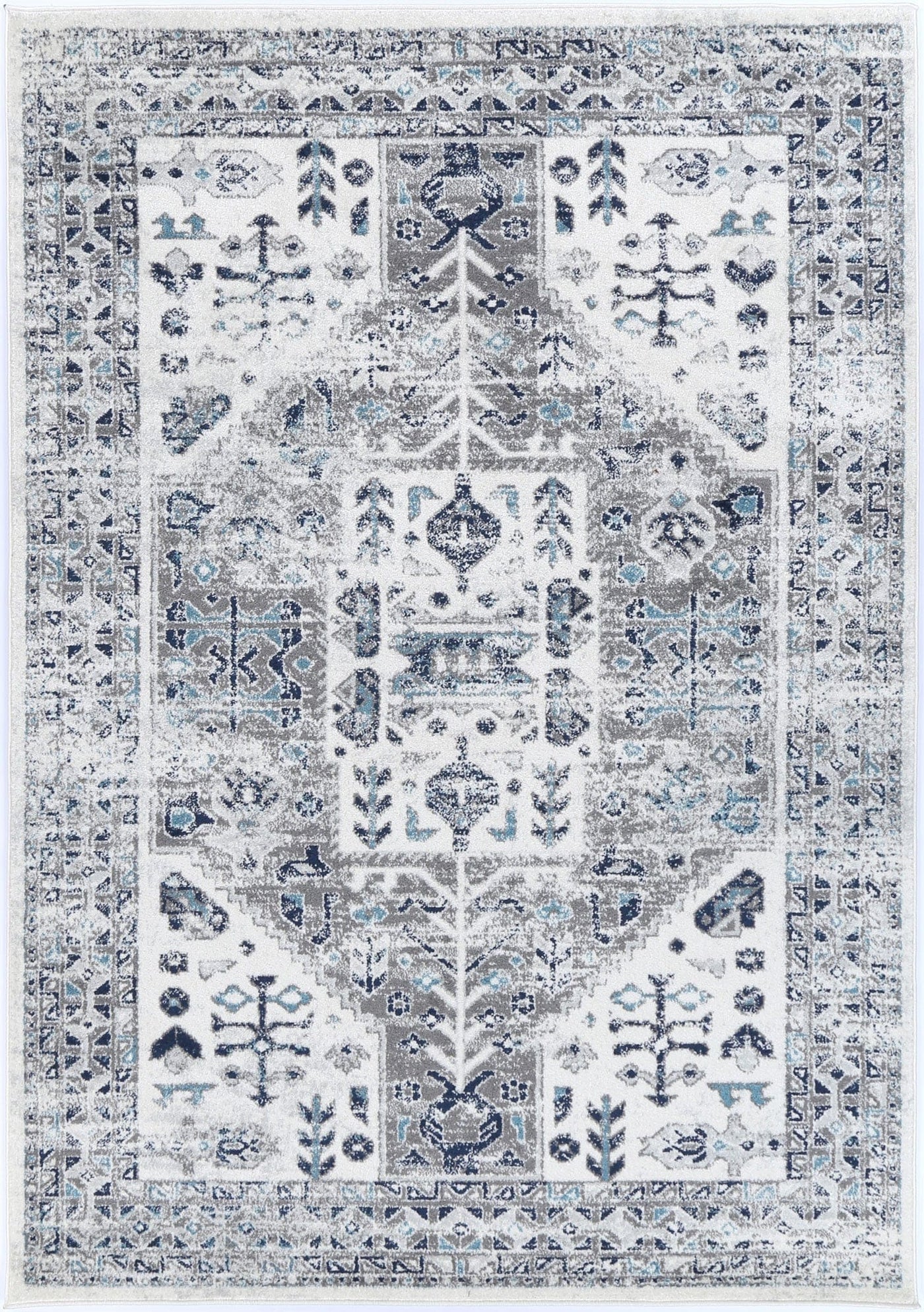 Navana Cream Blue Traditional Rug Brand Ventures