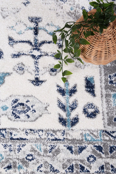 Navana Cream Blue Traditional Rug Brand Ventures