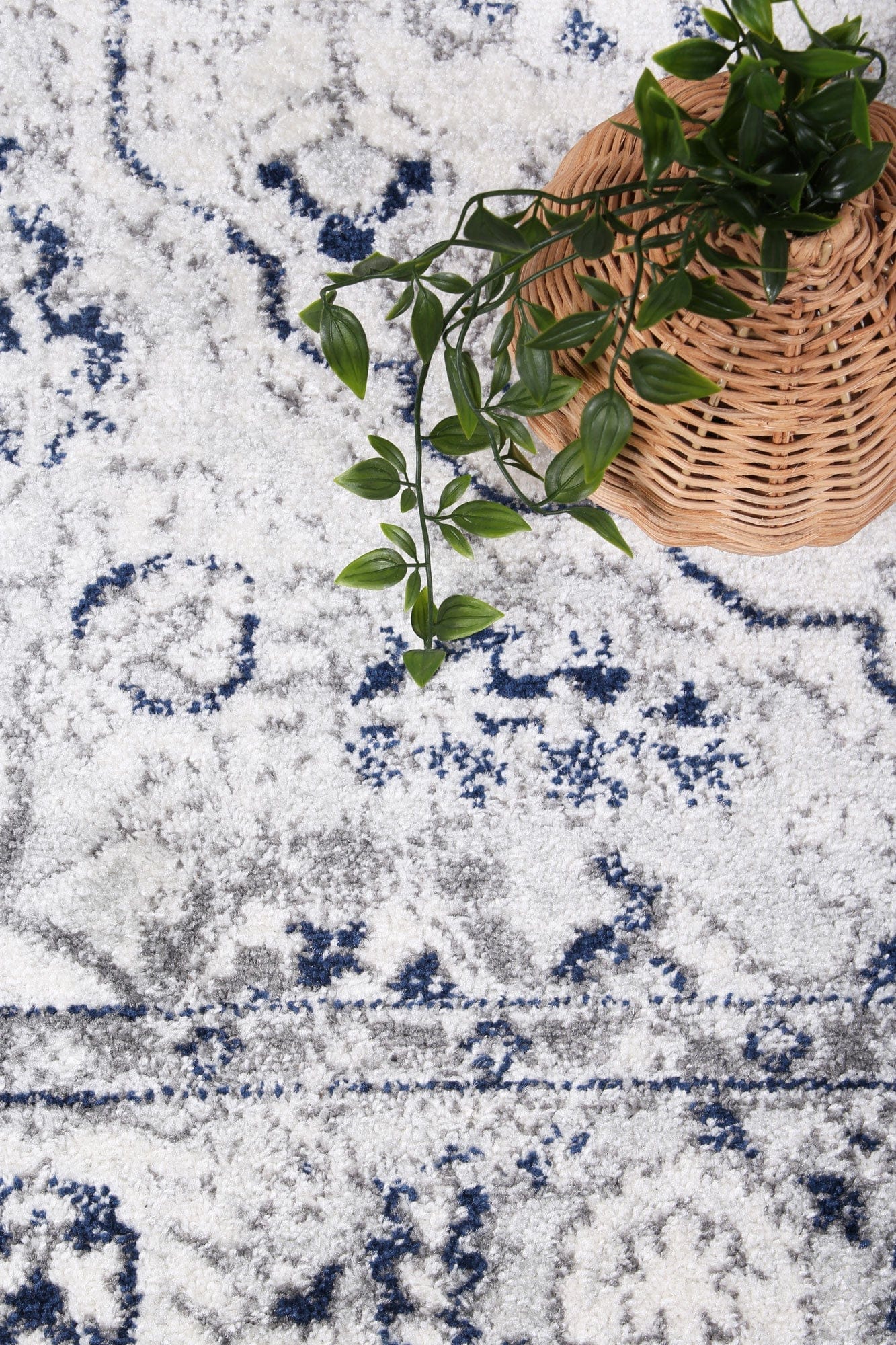 Navana Cream Navy Floral Rug Brand Ventures