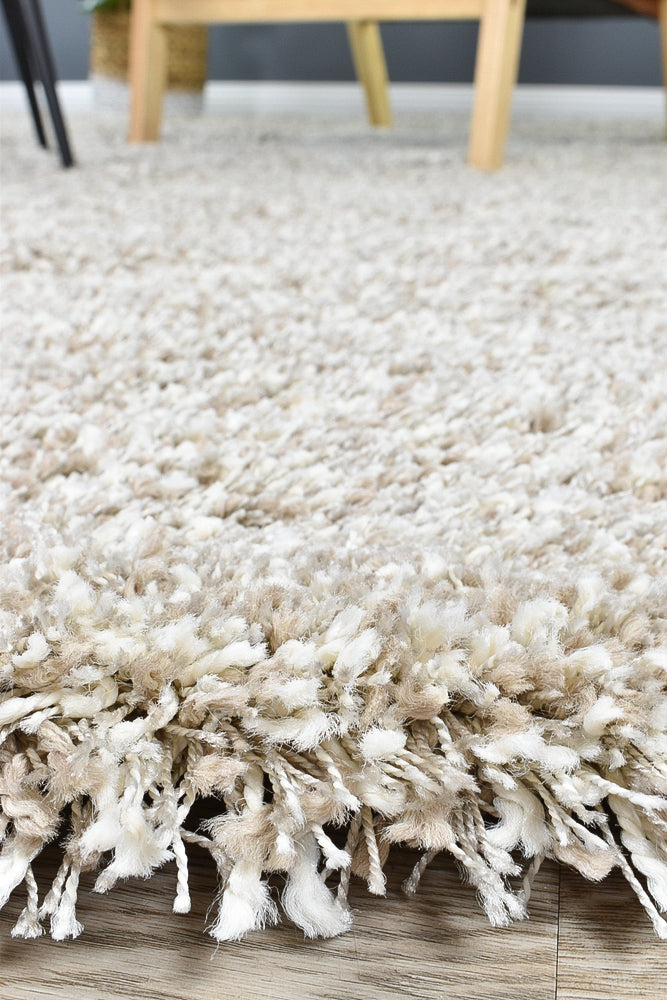 Plain Portland Shaggy Rug Beige - Turkish-inspired shaggy rug from Treasures of Turkey