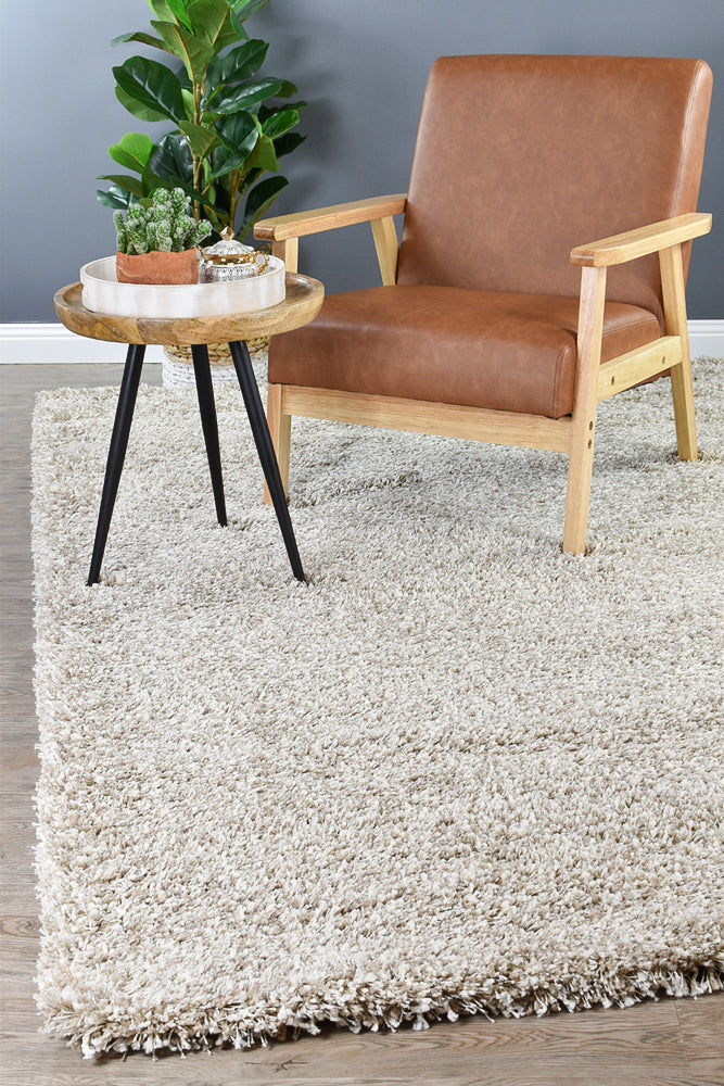 Plain Portland Shaggy Rug Beige - Turkish-inspired shaggy rug from Treasures of Turkey