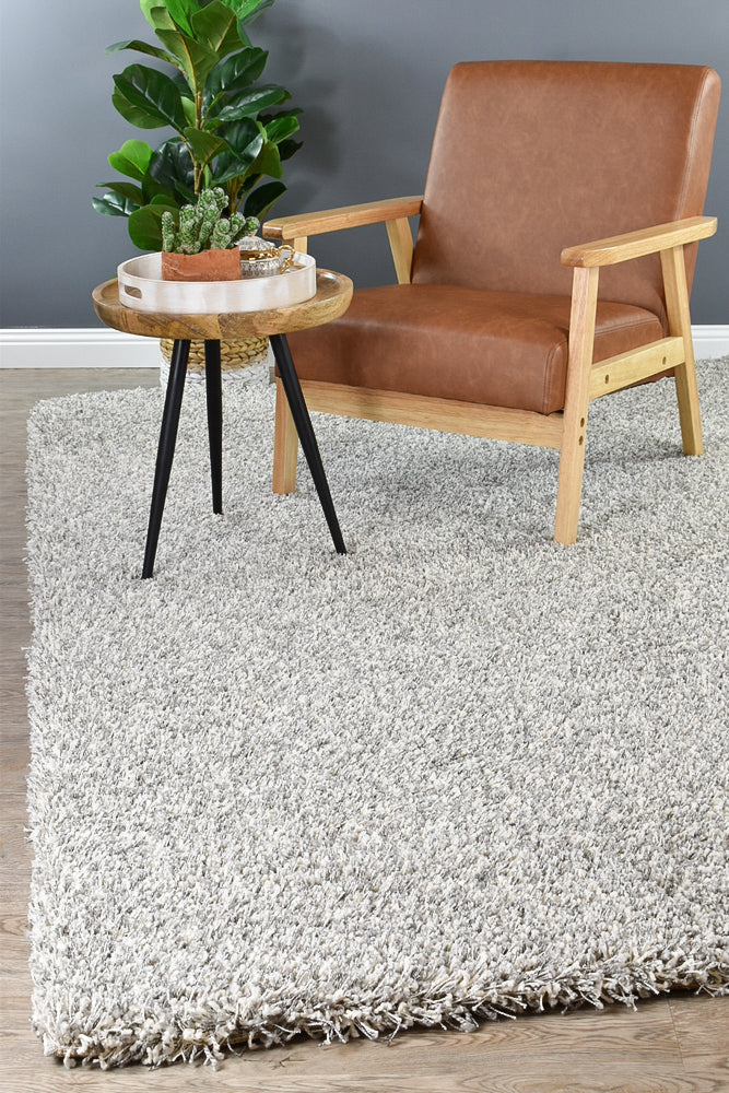 Plain Portland Shaggy Rug Grey - Turkish-inspired shaggy rug from Treasures of Turkey